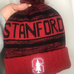 Red Stanford Cardinal Beanie with Puff